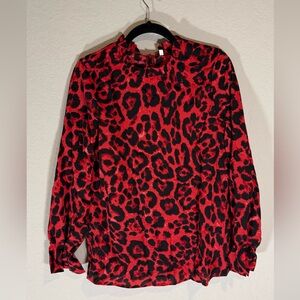Red Leopard Print Women's Top